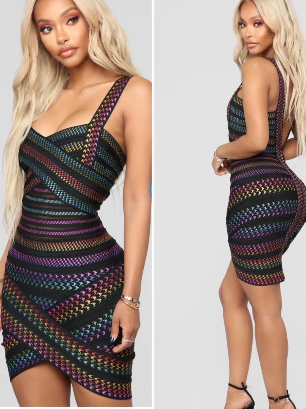 Black Mini Dress with metallic Rainbow - Picture 14 of 14